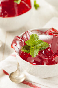 Bowl of Homemade Red Cherry Jello