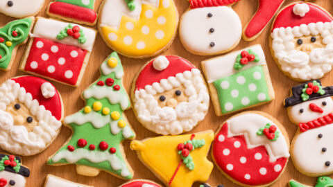 Bunch of Ginger Bread and Christmas Cookies on a Wooden Board
