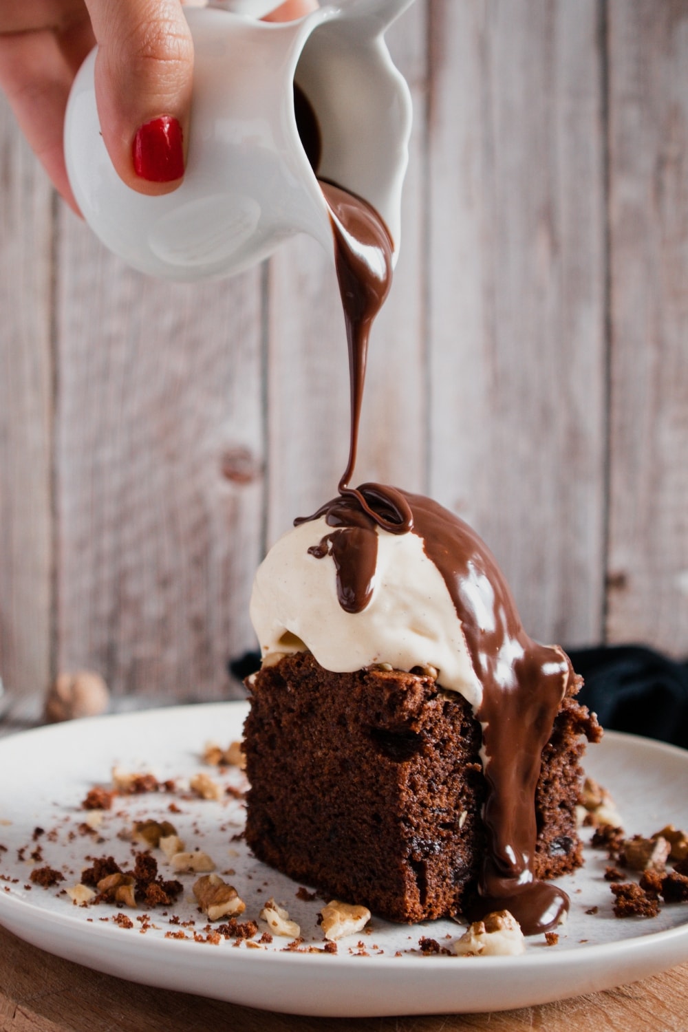 Cake Mix Brownies Topped With Vanilla Ice Cream Poured With Chocolate Syrup