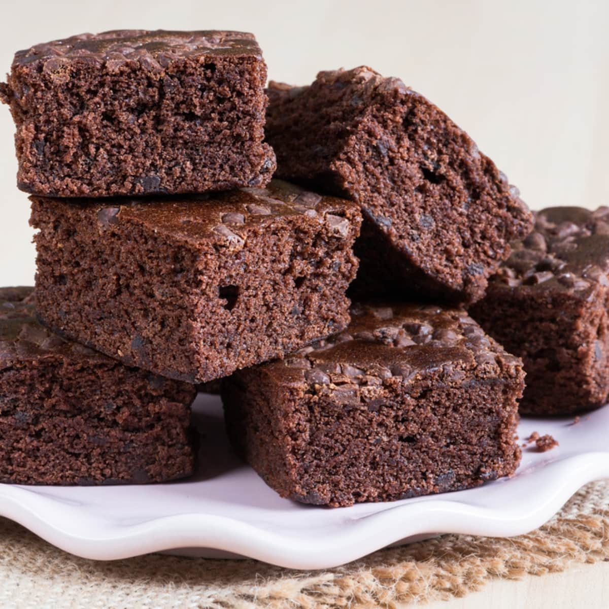 Stack of Sliced Cake Mix Brownies