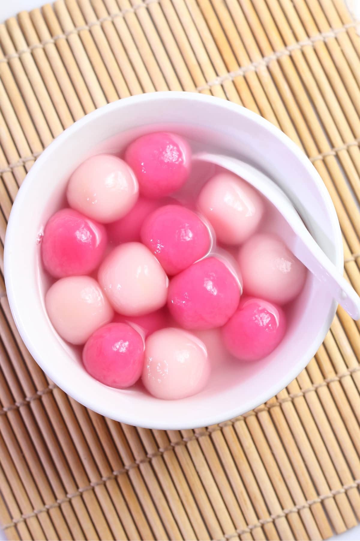 Chinese Sweet Rice Ball with Glutinous Rice Flour in a White Bowl