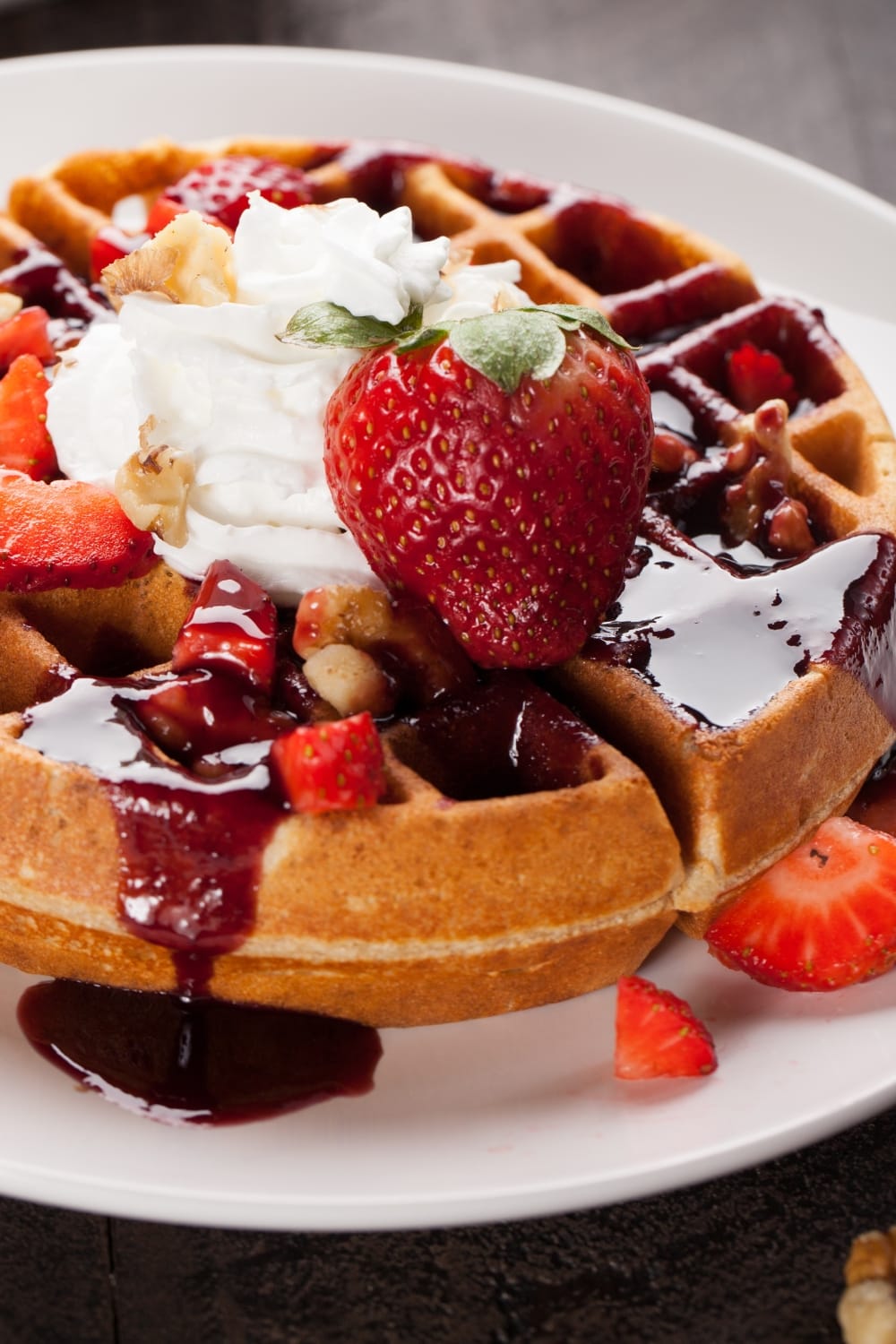 Mouthwatering Belgian Waffles With Strawberries and Whipped Cream