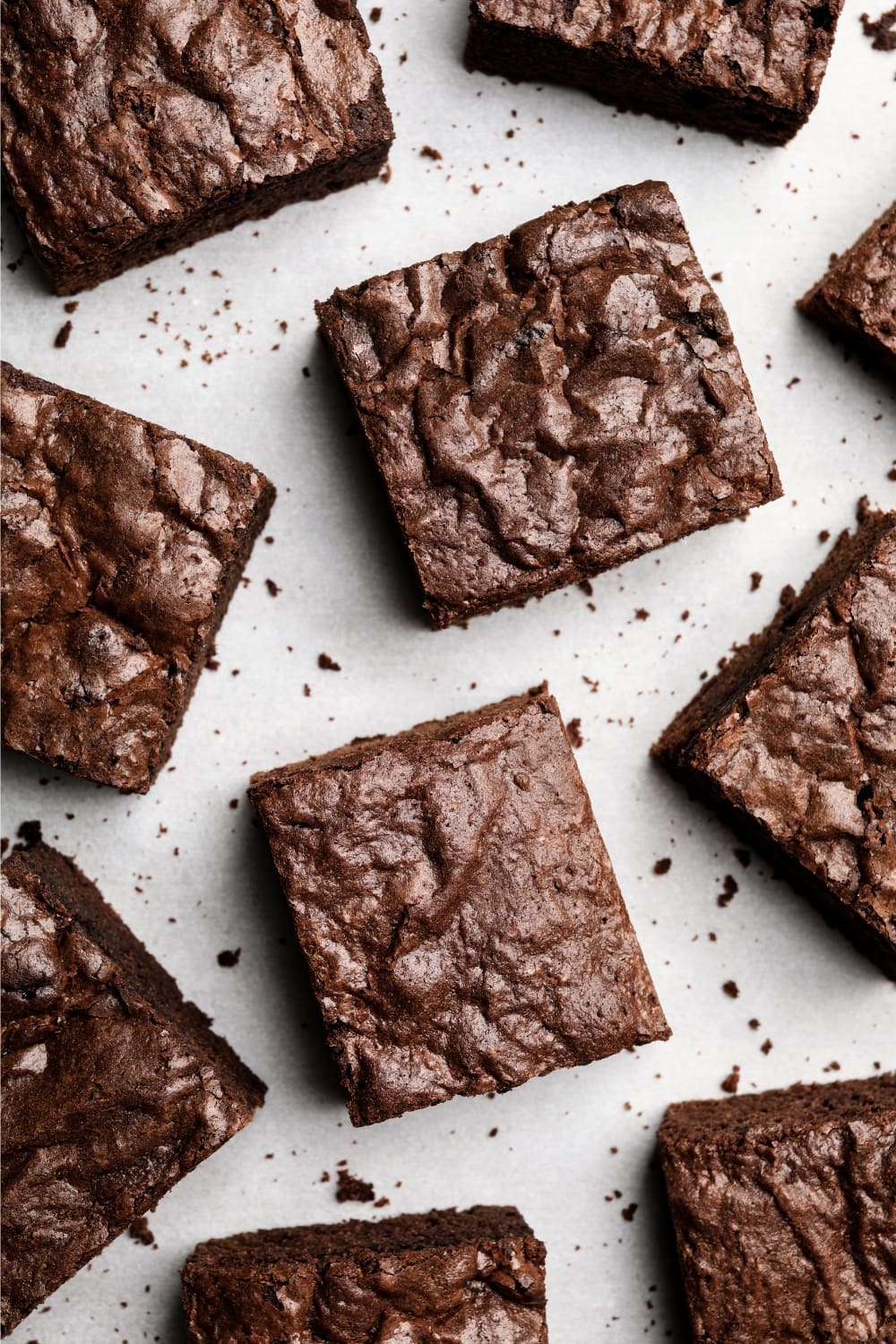 Square Slices of Chocolate Brownies, top view