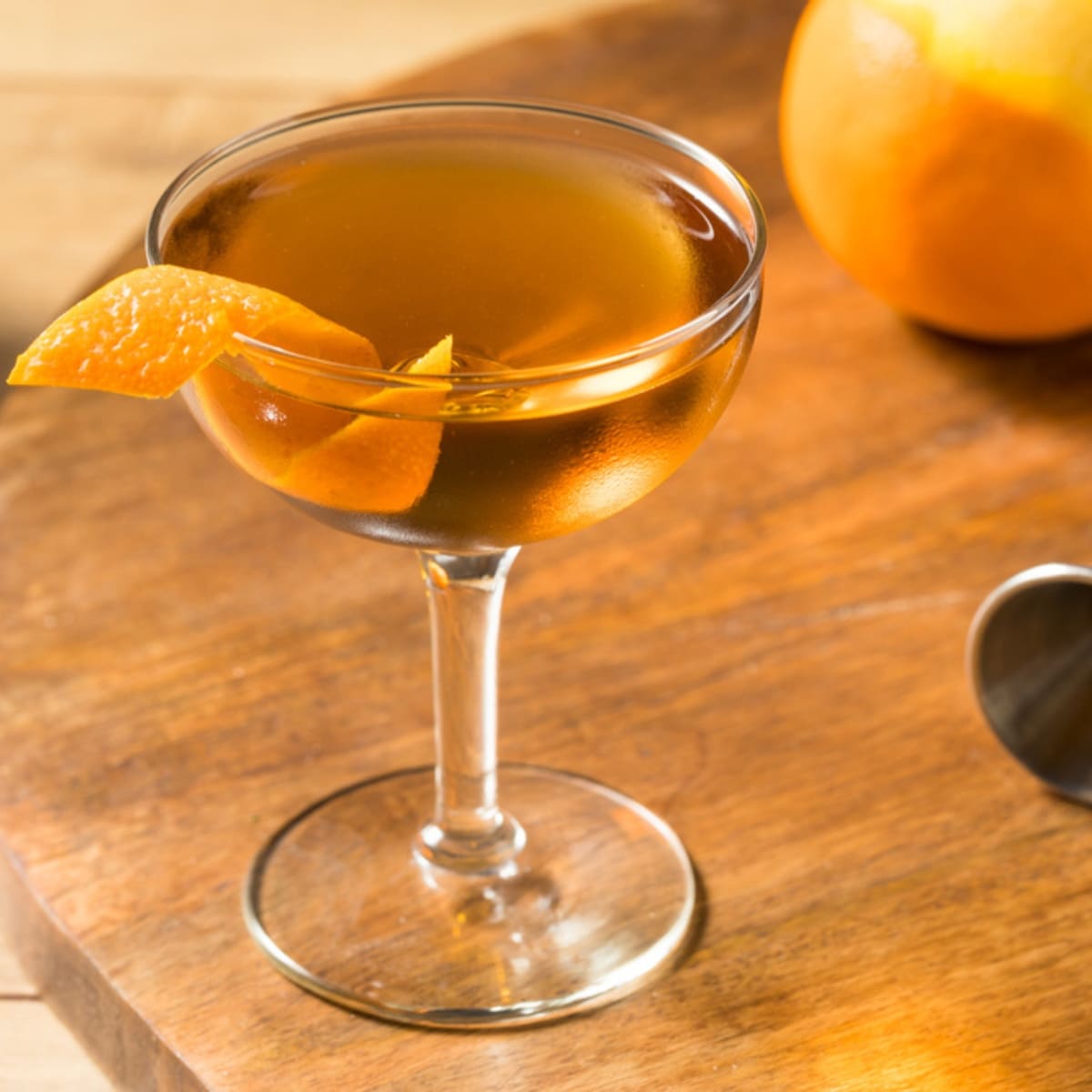 Boozy Hanky Panky Cocktail With Orange Peel Garnish