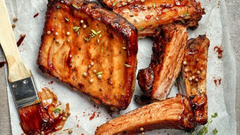 Grilled White Ribs on a White Baking Paper