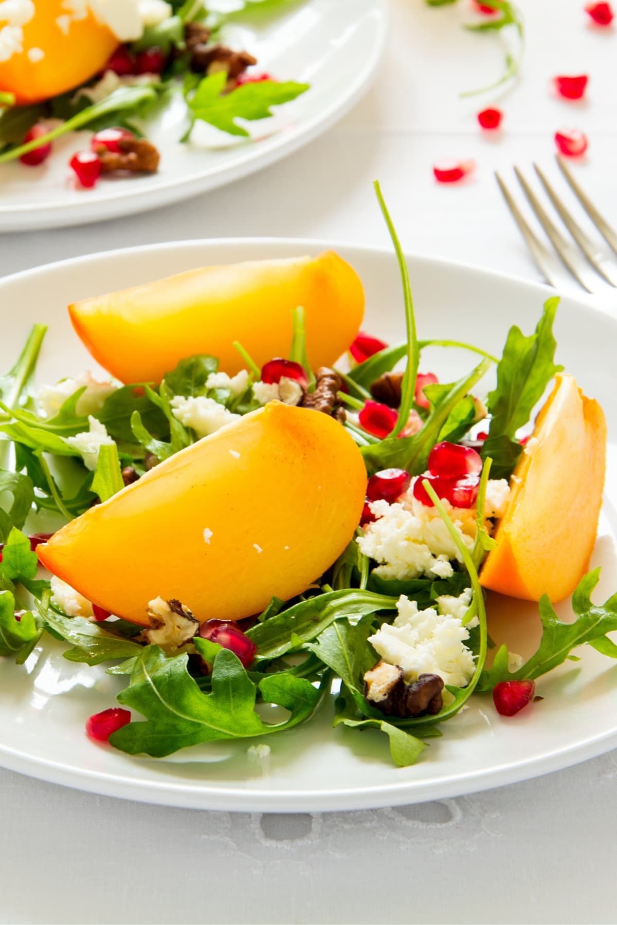 Healthy Persimmon Salad with Pomegranate and Arugula