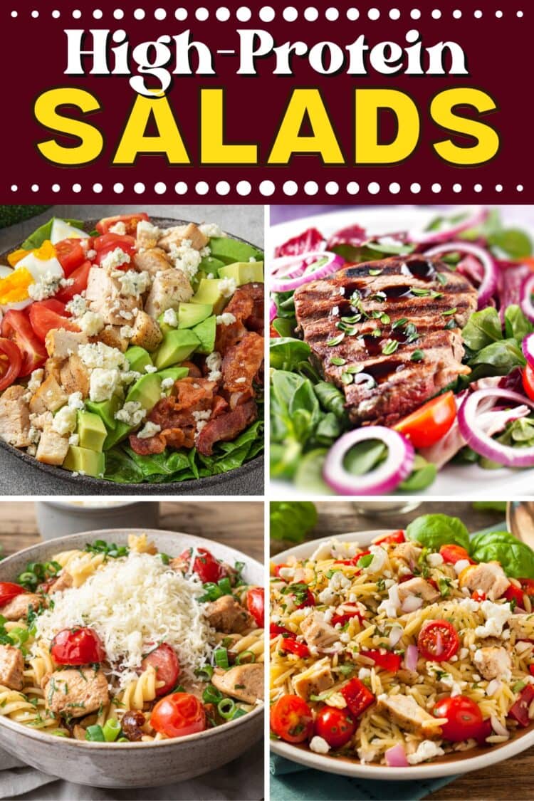 25 Easy High-Protein Salads (Healthy Recipes) -Insanely Good