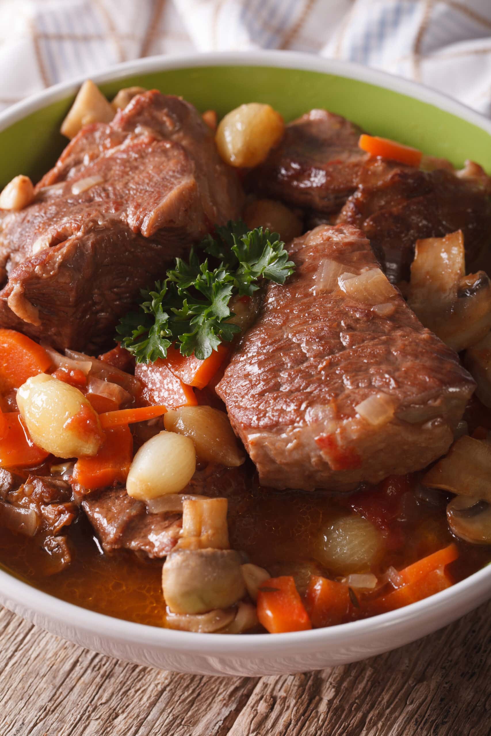 Homemade Beef Bourguignon with Beans and Carrots