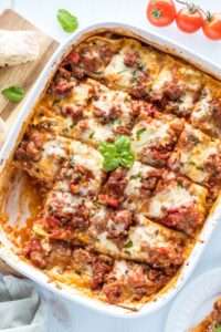 Homemade Baked Lasagna Casserole with Ground Beef and Cheese