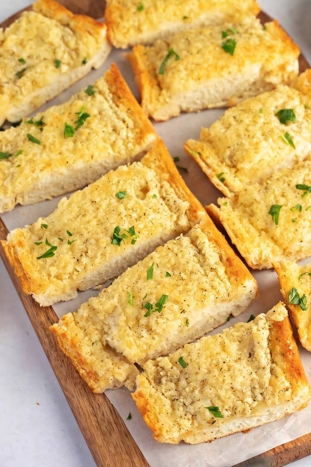 Homemade Garlic Bread with Fresh Parsley and Parmesan Cheese