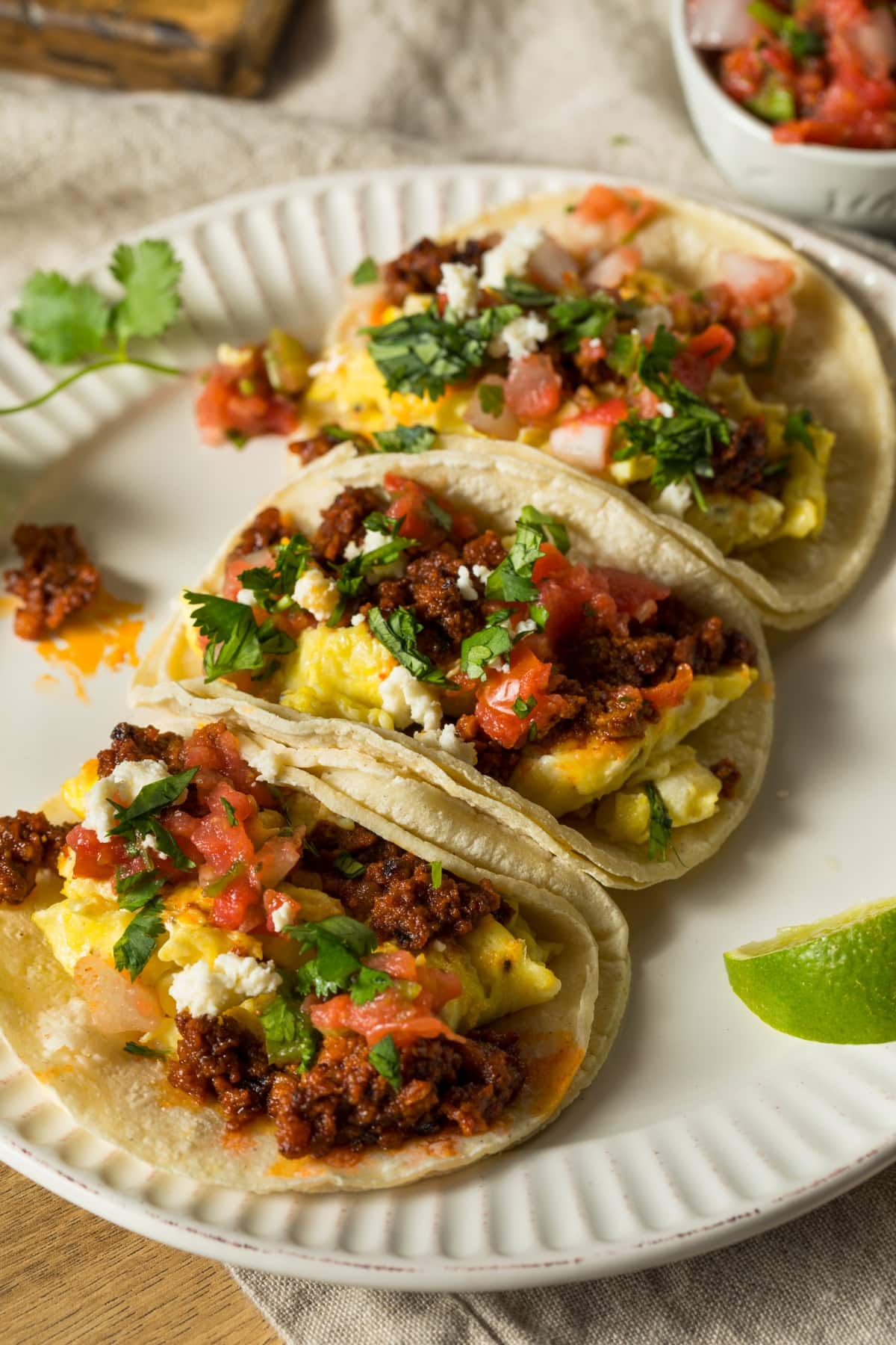 Homemade Soyrizo Tacos with Egg and Tomatoes