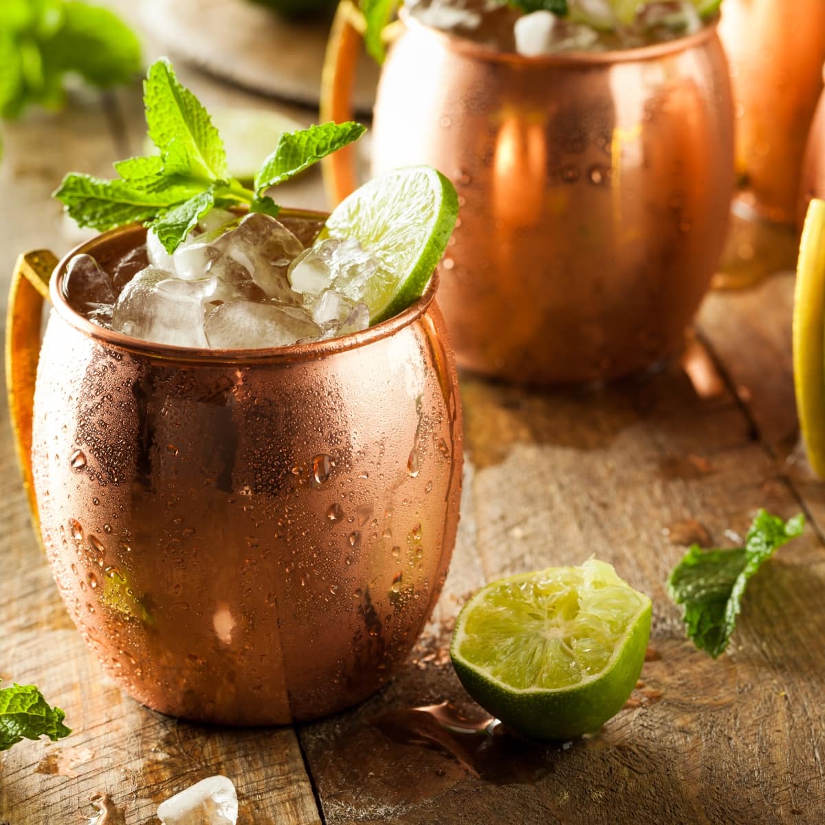 Icy Moscow Mule on a Copper Mug