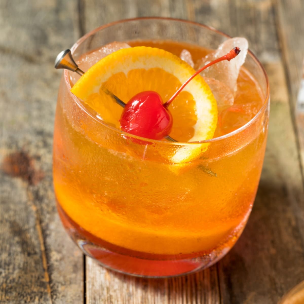 Ice Cold Wisconsin Old-Fashioned Garnished With Orang Sliced and Cherry
