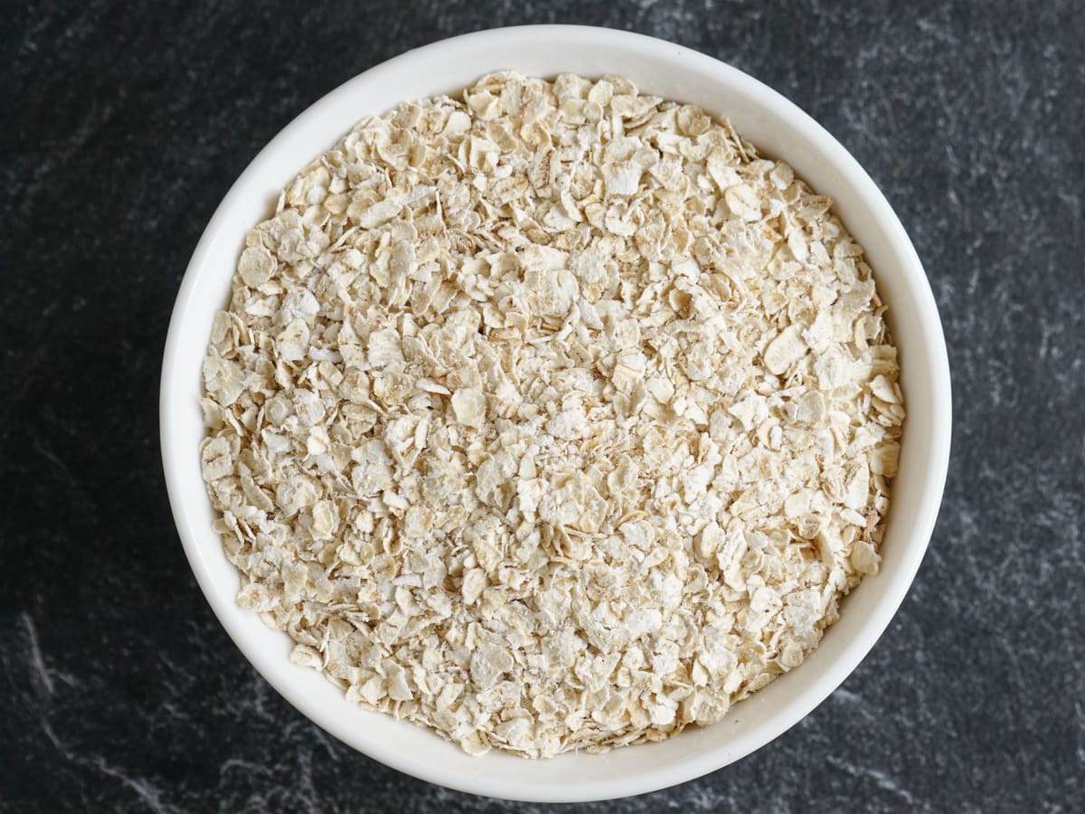 Instant Oats in a White Ceramic Bowl