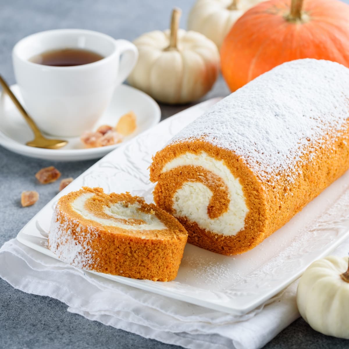 Libby’s Pumpkin Roll Sliced, Served on a Plate