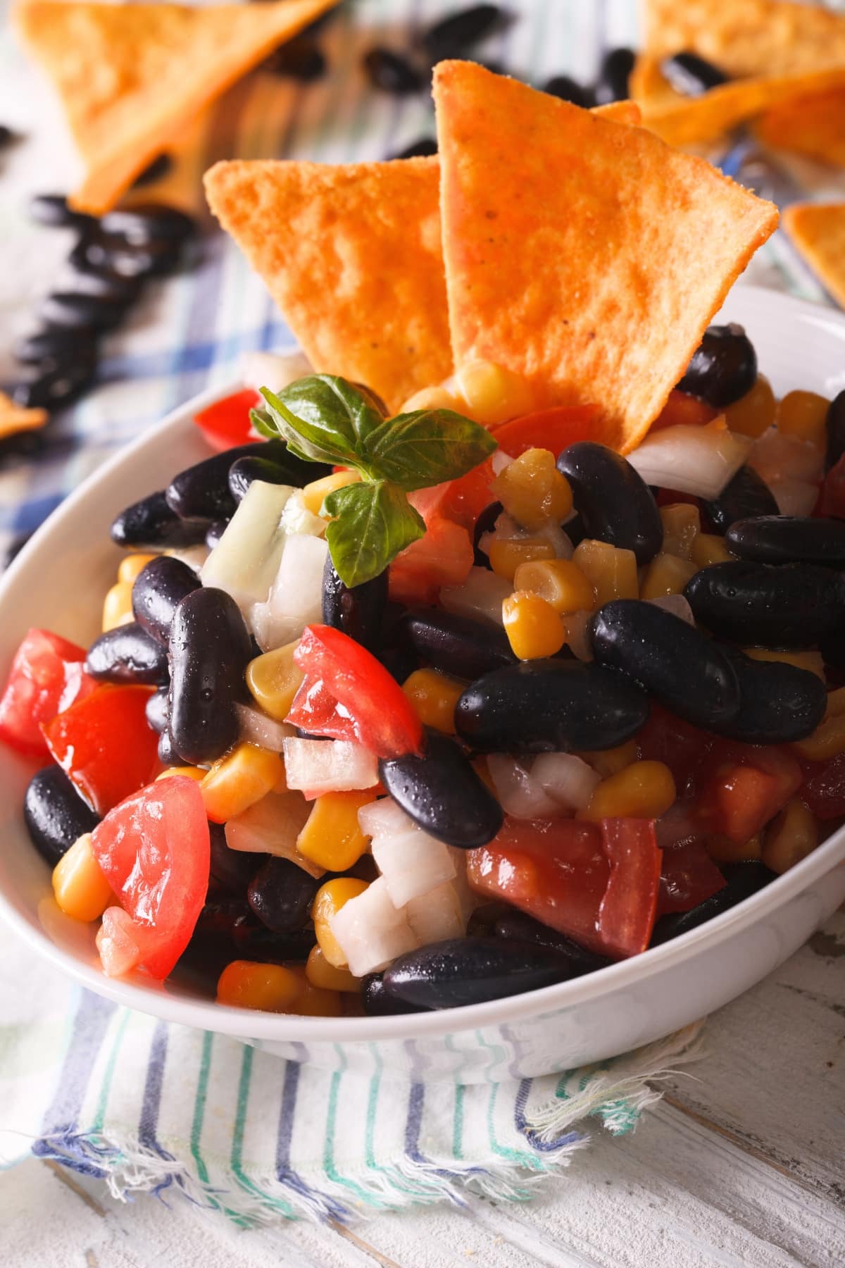 Mexican Salsa with Beans, Corn, Tomatoes and Nachos