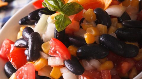 Mexican Salsa with Black Beans, Tomatoes, Corn and Nachos