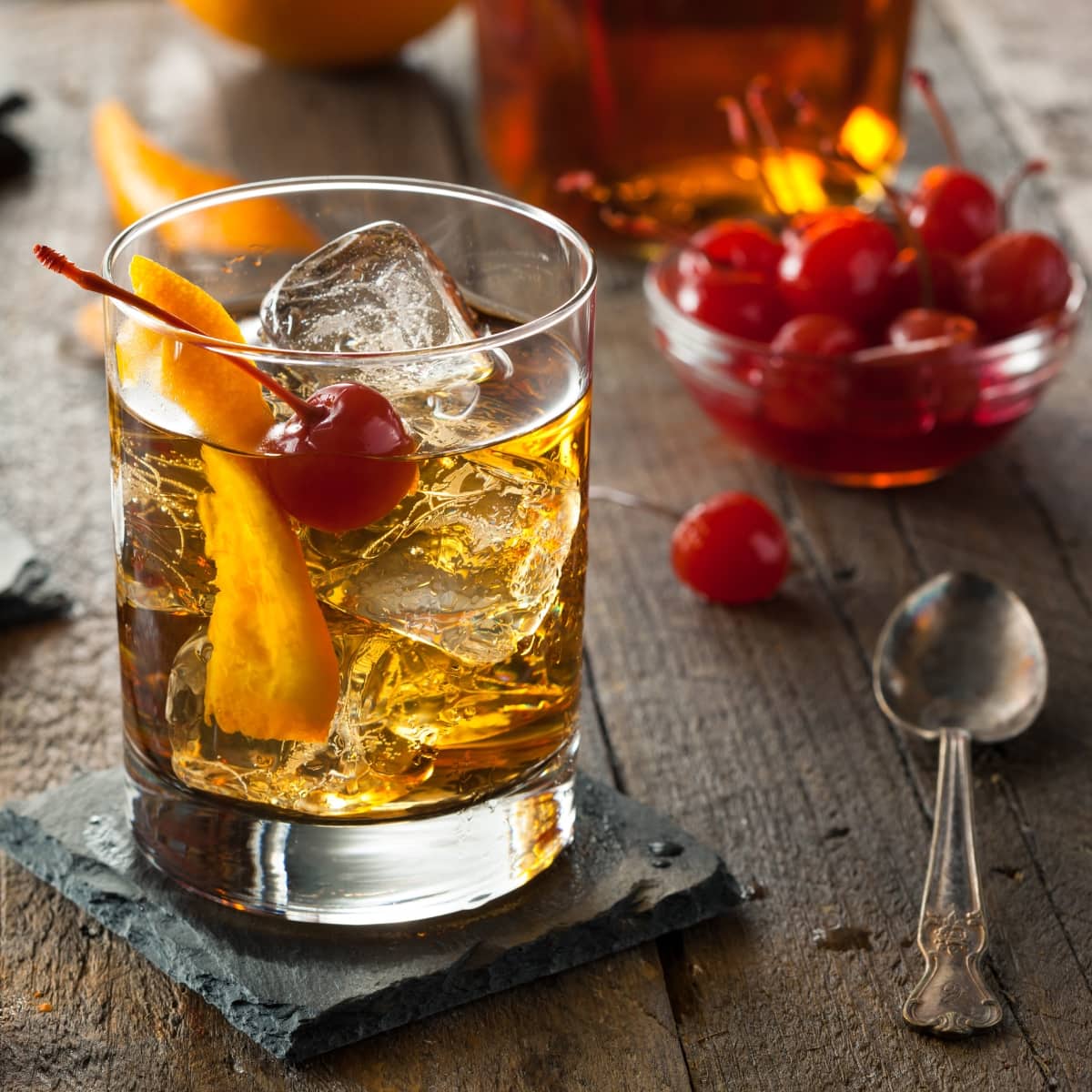 Old Fashioned Cocktail in a Glass with ice