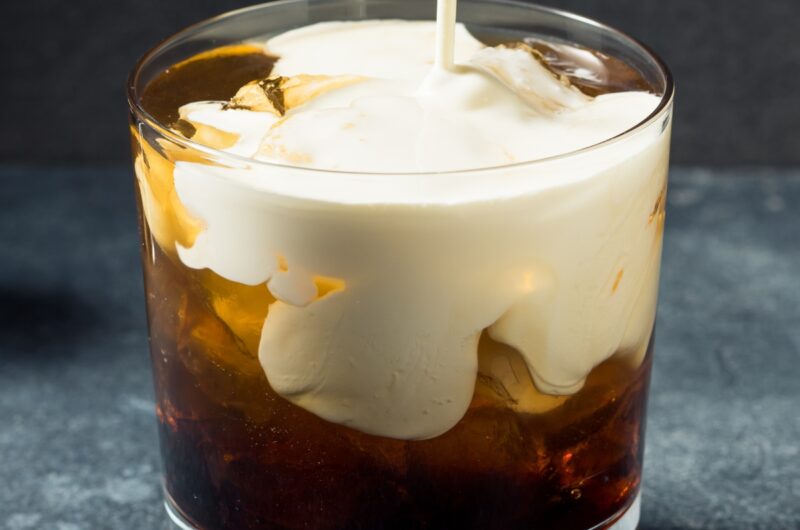 Refreshing Boozy White Russian Cocktail with Milk