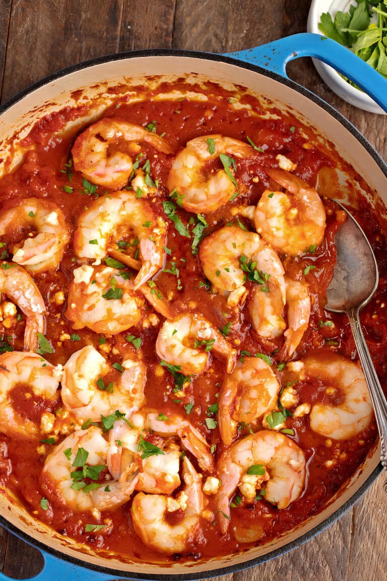 Greek Shrimp Saganaki (With Tomatoes and Feta) - Insanely Good