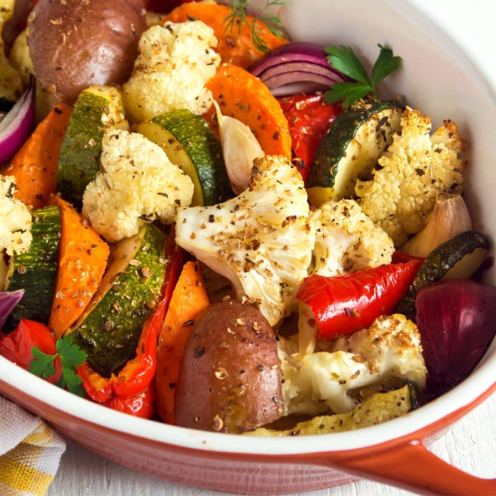 Roasted Vegetables: Zucchini, Potatoes, Onions, Carrots and Bell Peppers