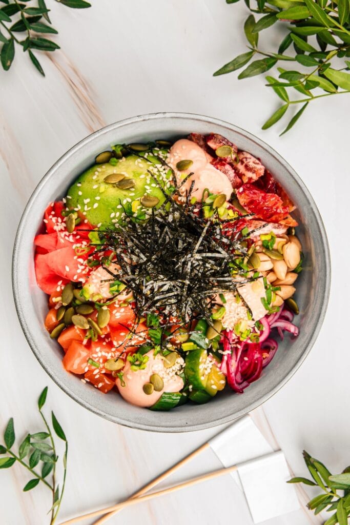 Salmon Poke Bowls with Vegetables