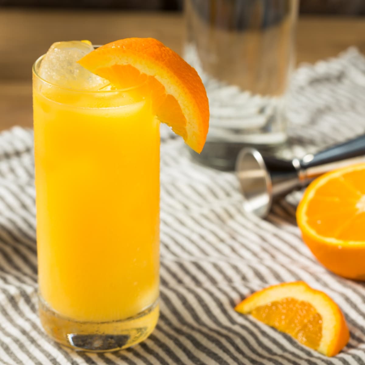 Icy Screwdriver Cocktail Topped with Fresh Orange
