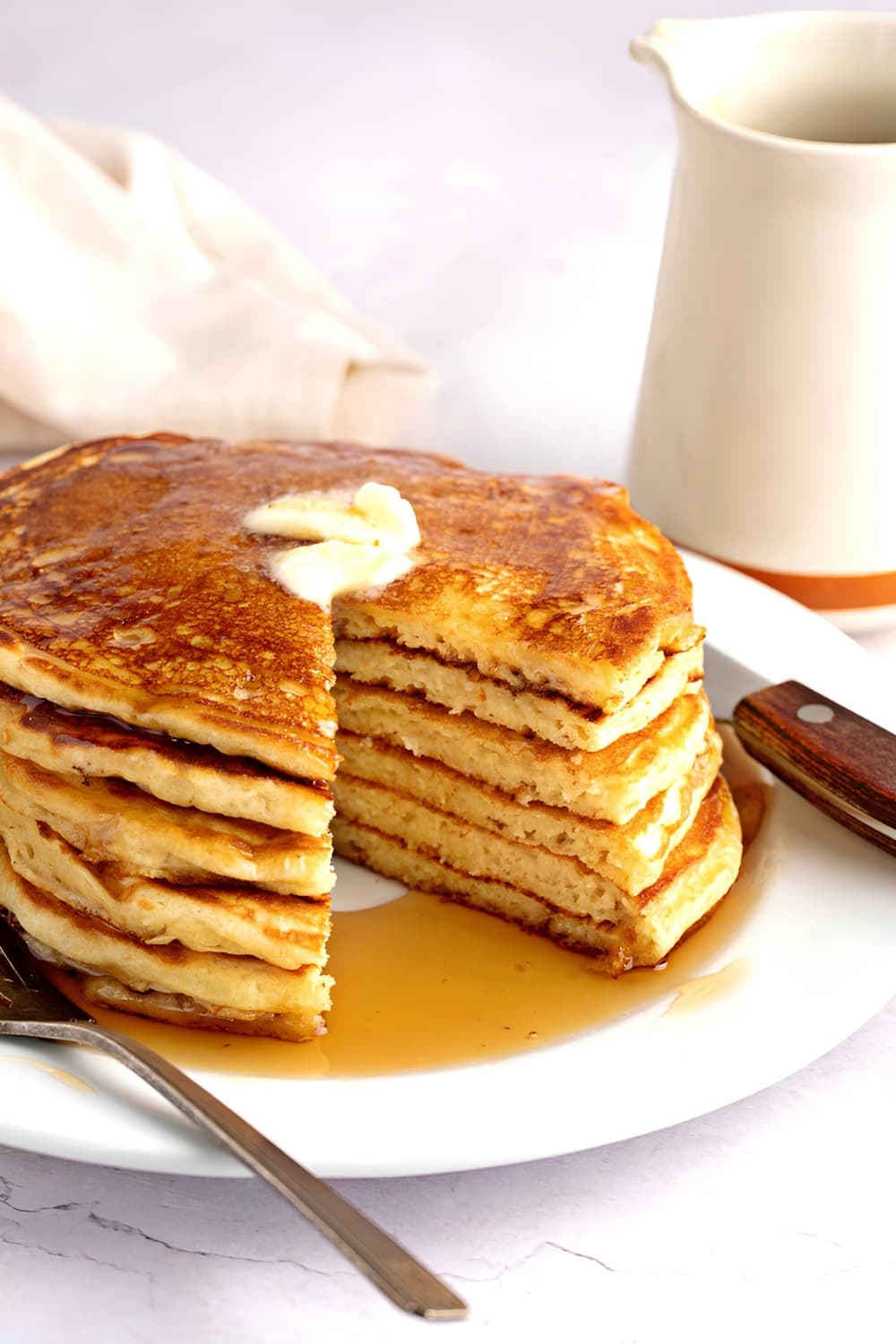 Sliced Stack of Buttermilk Pancakes
