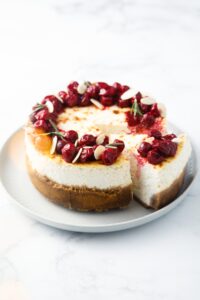 Sweet Cheesecake with Dried Cherries