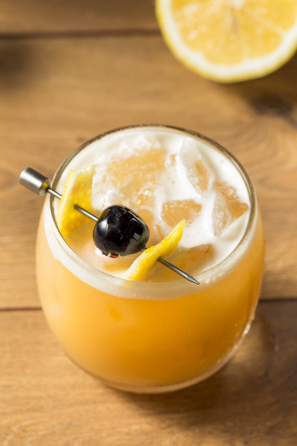 Top View of Amaretto Sour with Pineapple