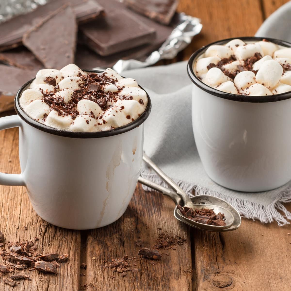 Two Mugs of Homemade Crockpot Hot Chocolate