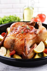 Whole Baked Chicken with Potatoes and Lemons