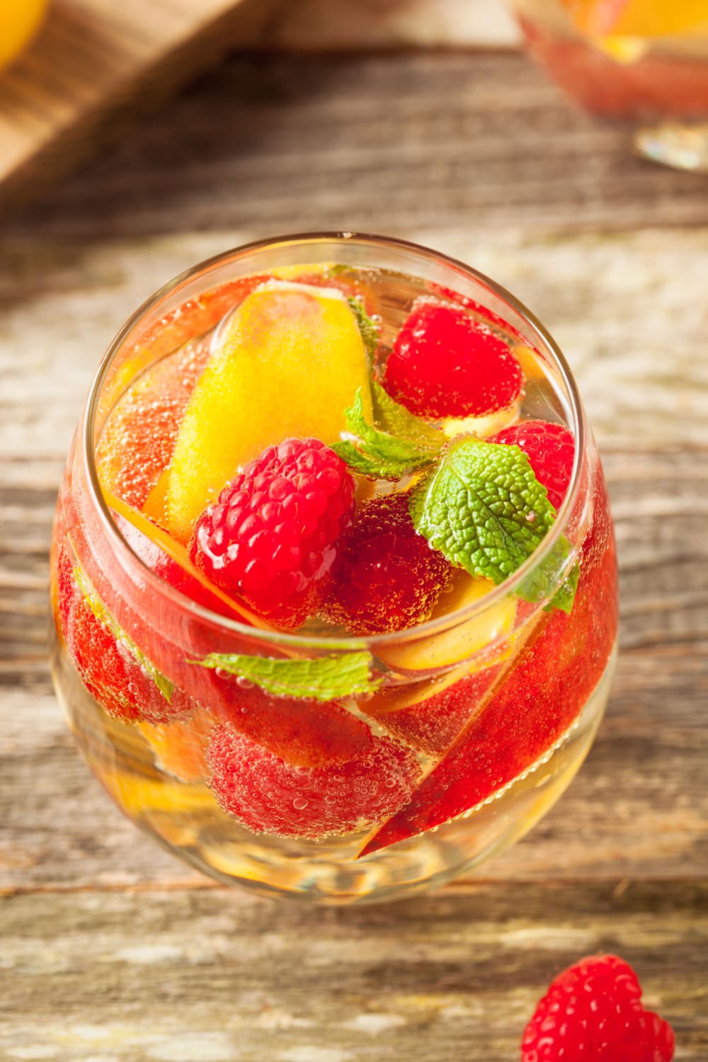 A Glass of White Sangria with Fruits