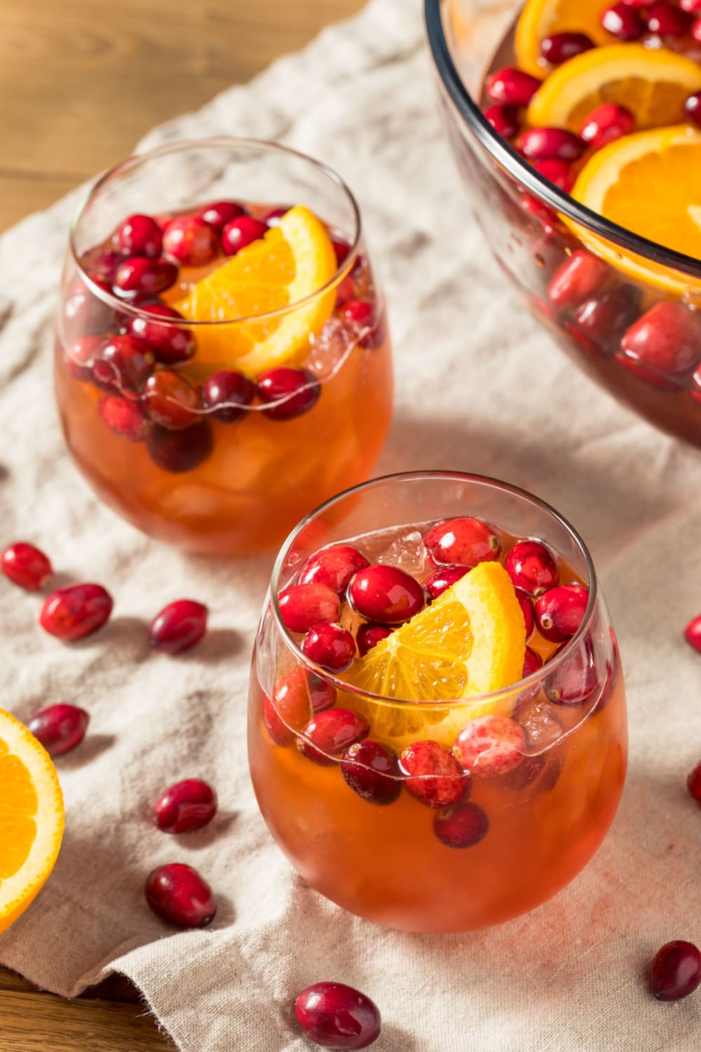 Boozy Refreshing Cranberry Christmas Punch with Champagne Orange
