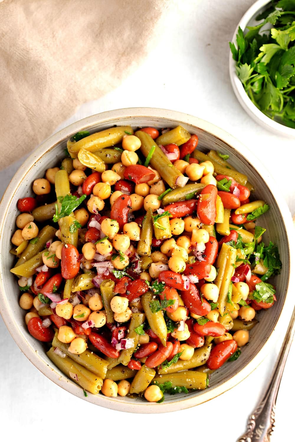 Bowl of Three Bean Salad on a Table