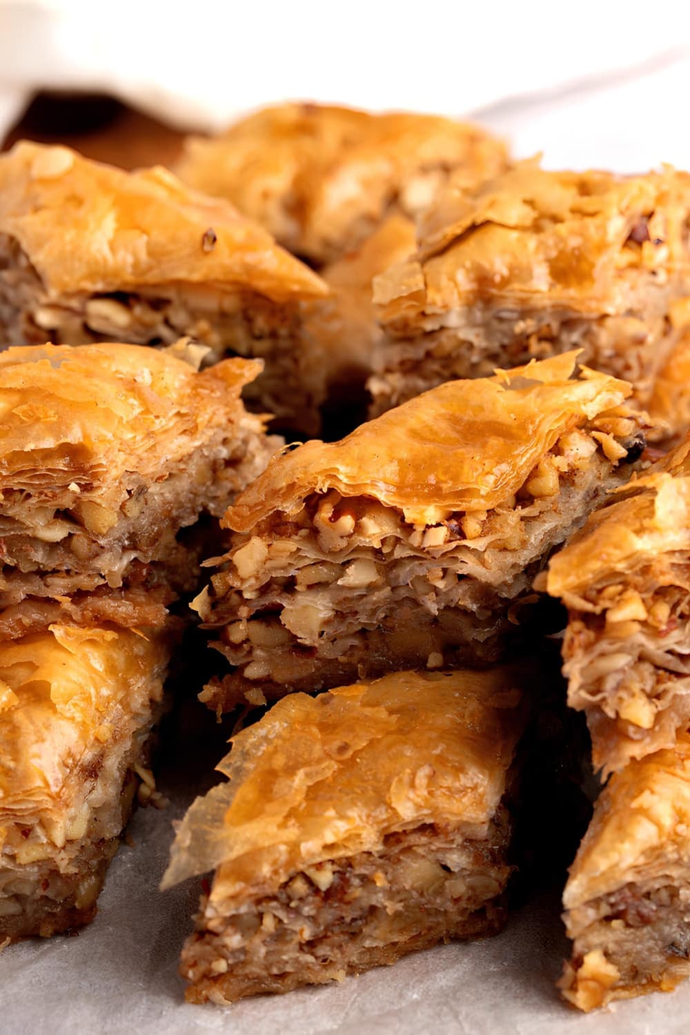 Crispy and Flaky Baklava on Parchment Paper