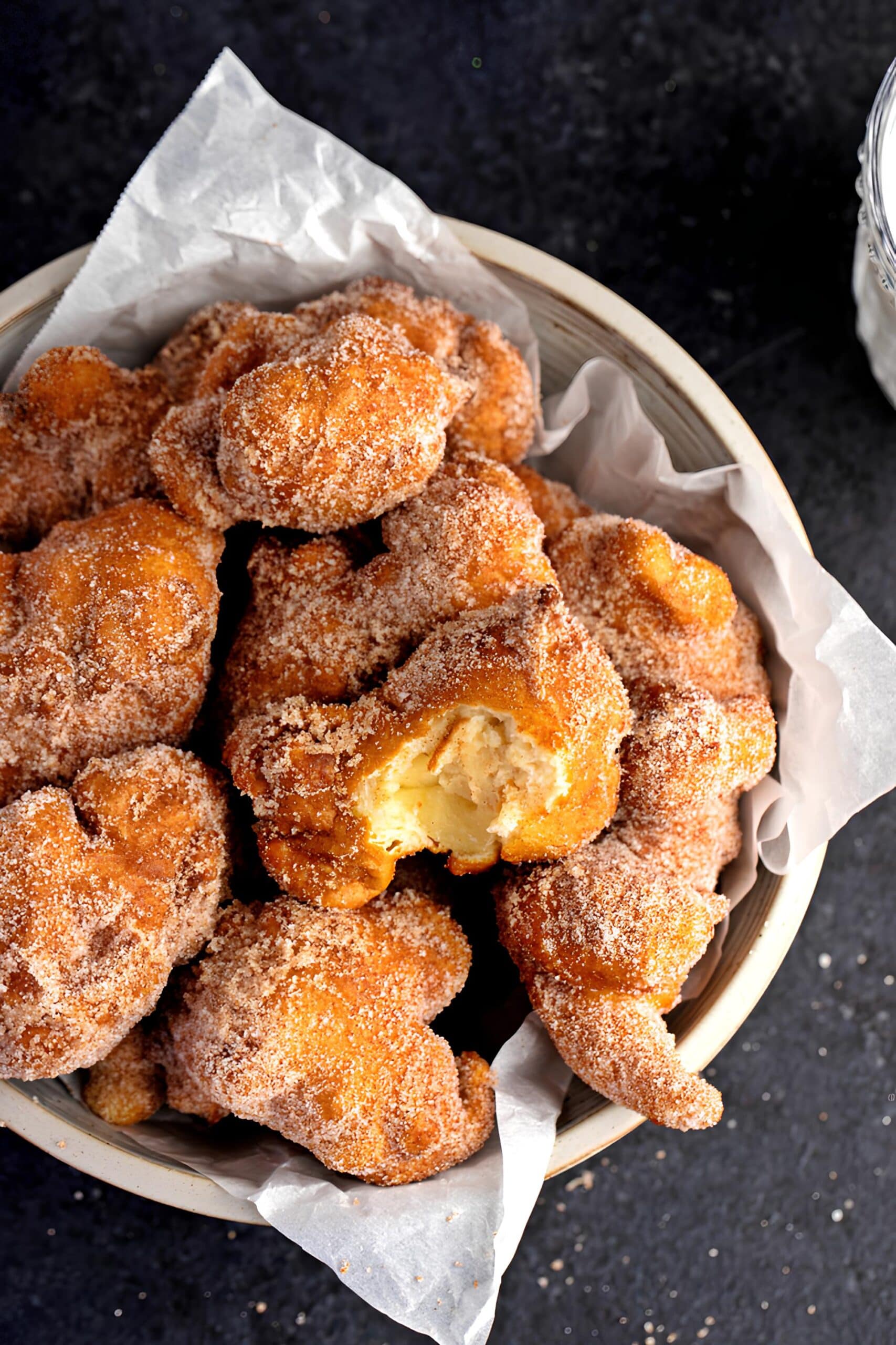 Crispy and Fluffy Apple Fritters in a Bowl