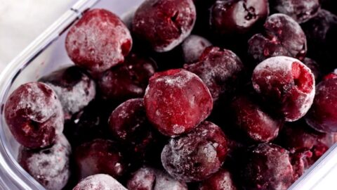 Frozen Cherries in a Plastic Container