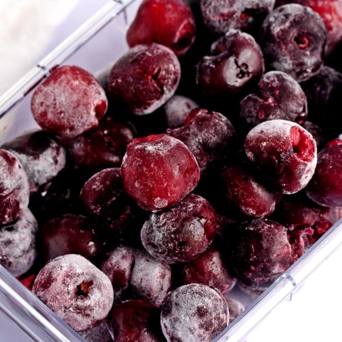 Frozen Cherries on a Clear Glass Bowl