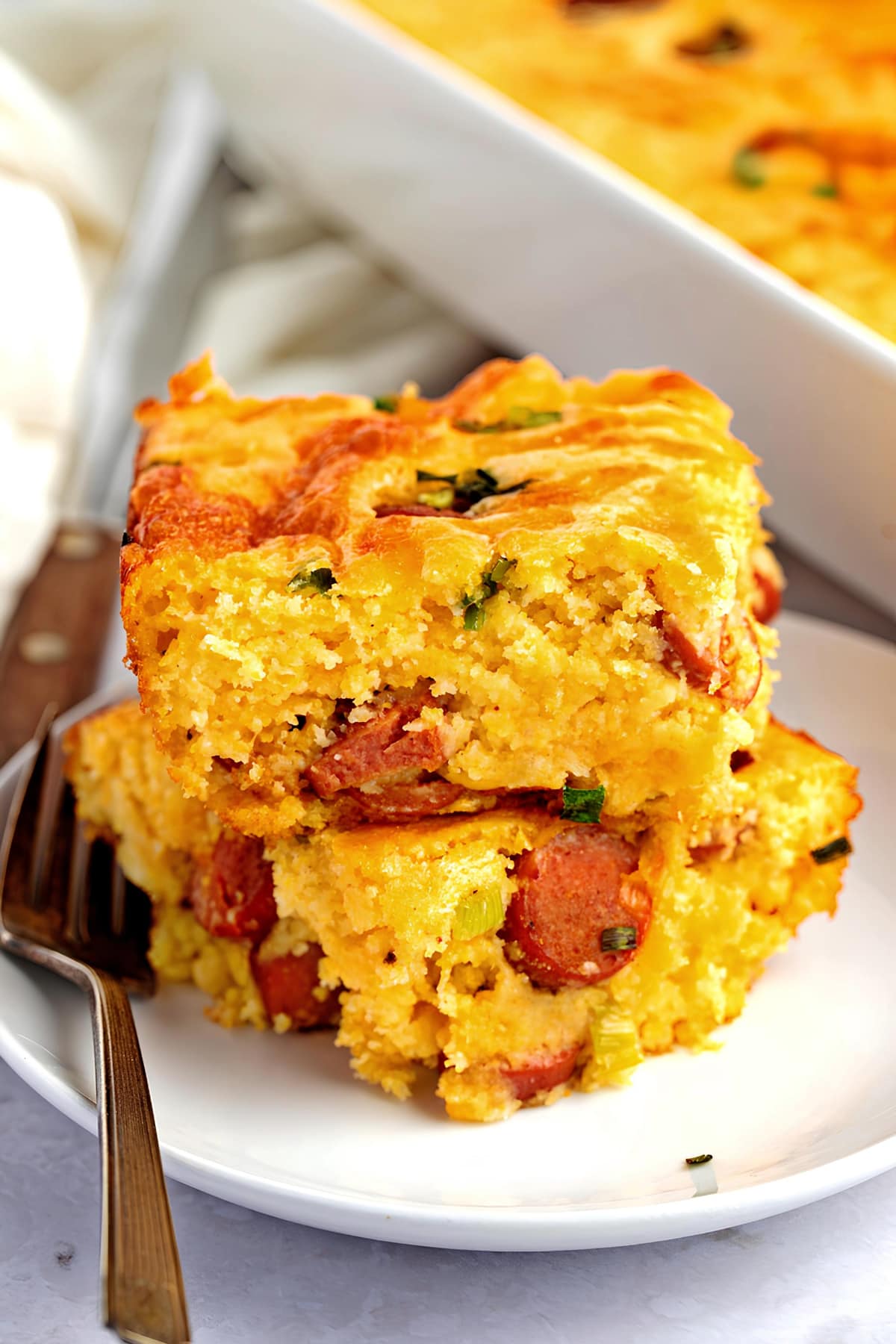 Hearty and Scrumptious Corn Dog Casserole in a Plate