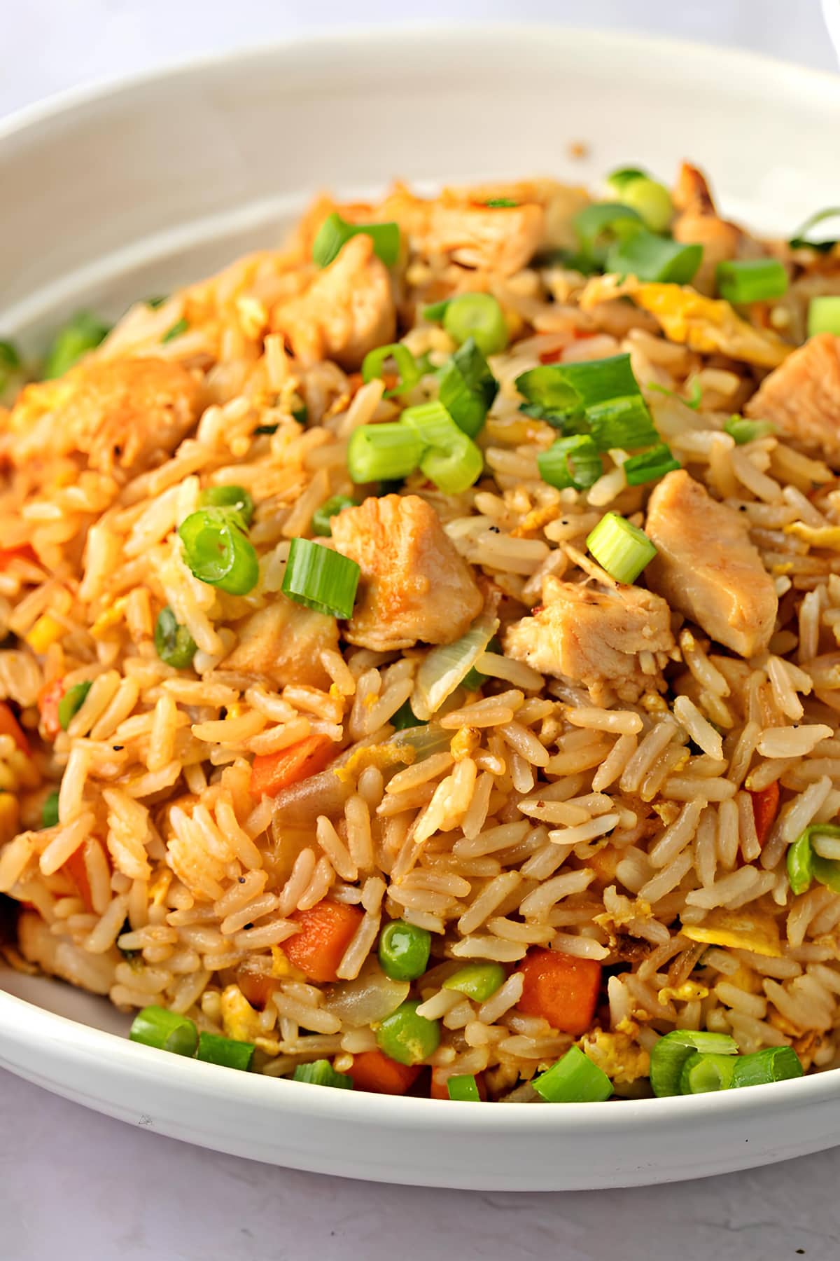 Homemade Easy Chicken Fried Rice in a Bowl