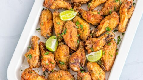 Lemon Pepper Chicken Wings on a White Dish