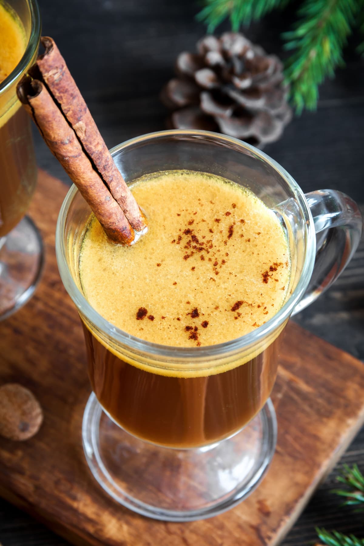 Classic Hot Buttered Rum Recipe featuring rich Sweetly Spiced Taste Hot Buttered Rum in a glass Mug with cinnamon and nutmeg