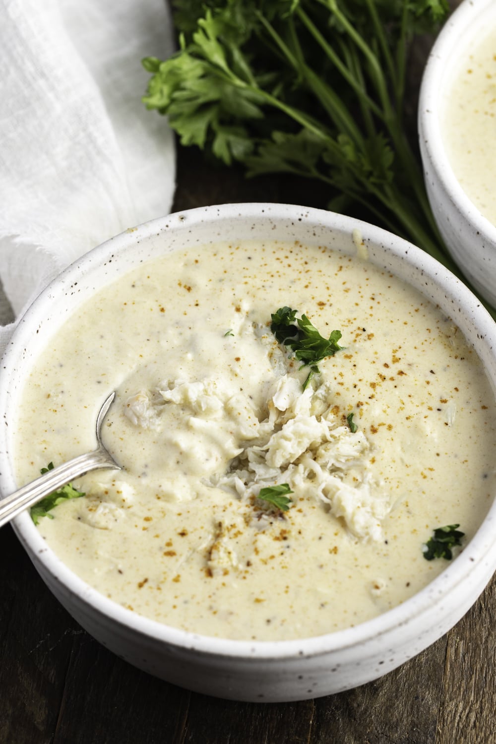 Rich and Creamy Cream of Crab Soup in a Bowl