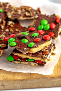 Sweet Christmas Cracks Topped with M&M's Candies