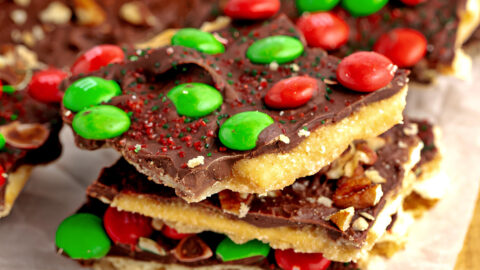 Sweet Christmas Cracks Topped with M&M's Candies