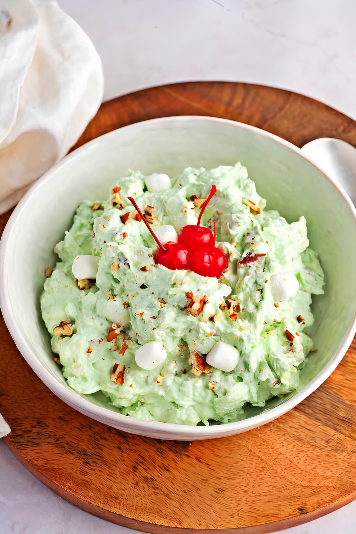 Watergate Salad with Mini-Marshmallows and Cherries