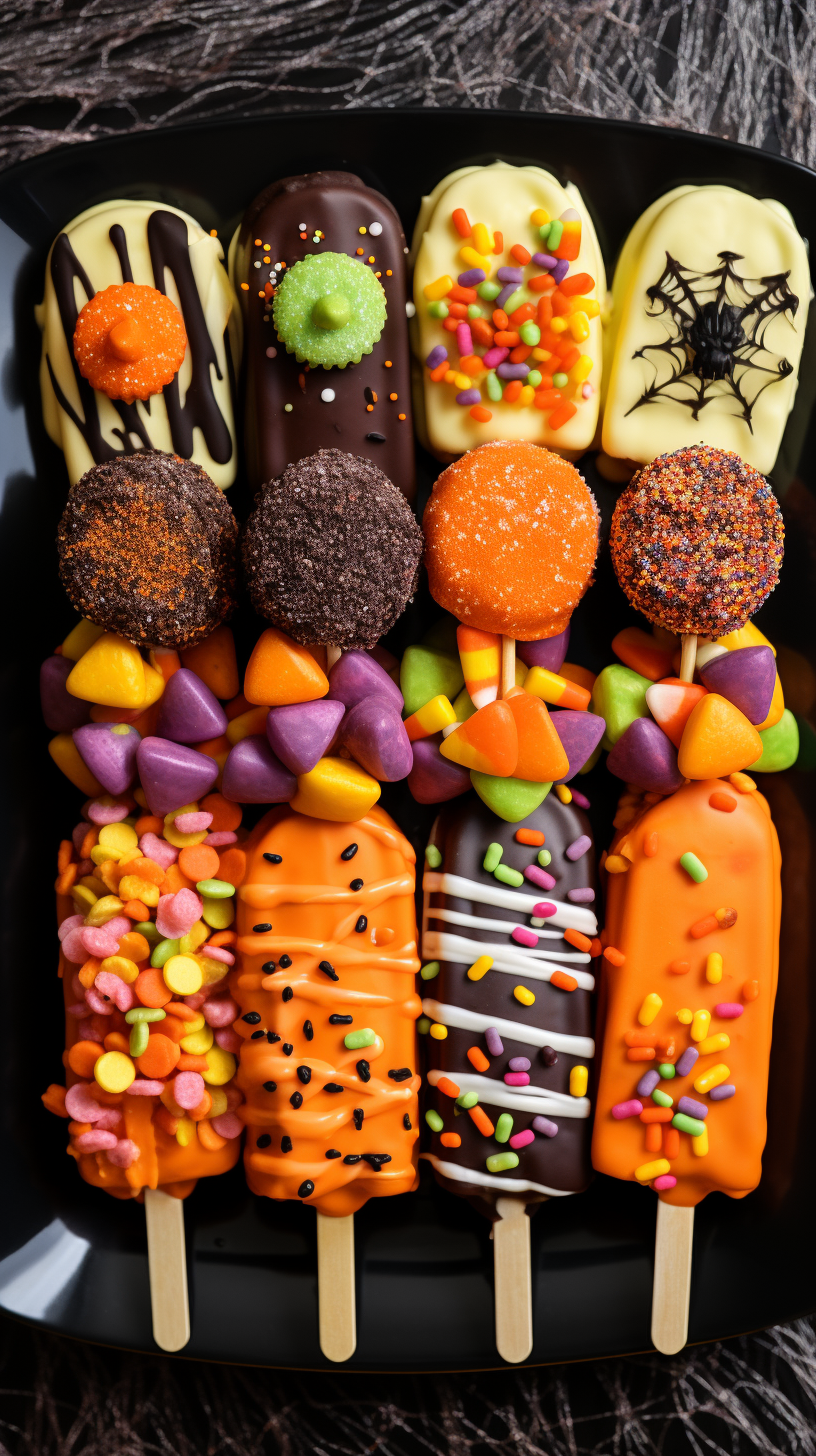 Tray of Halloween Cake Popsicles and Chocolate Covered Oreos