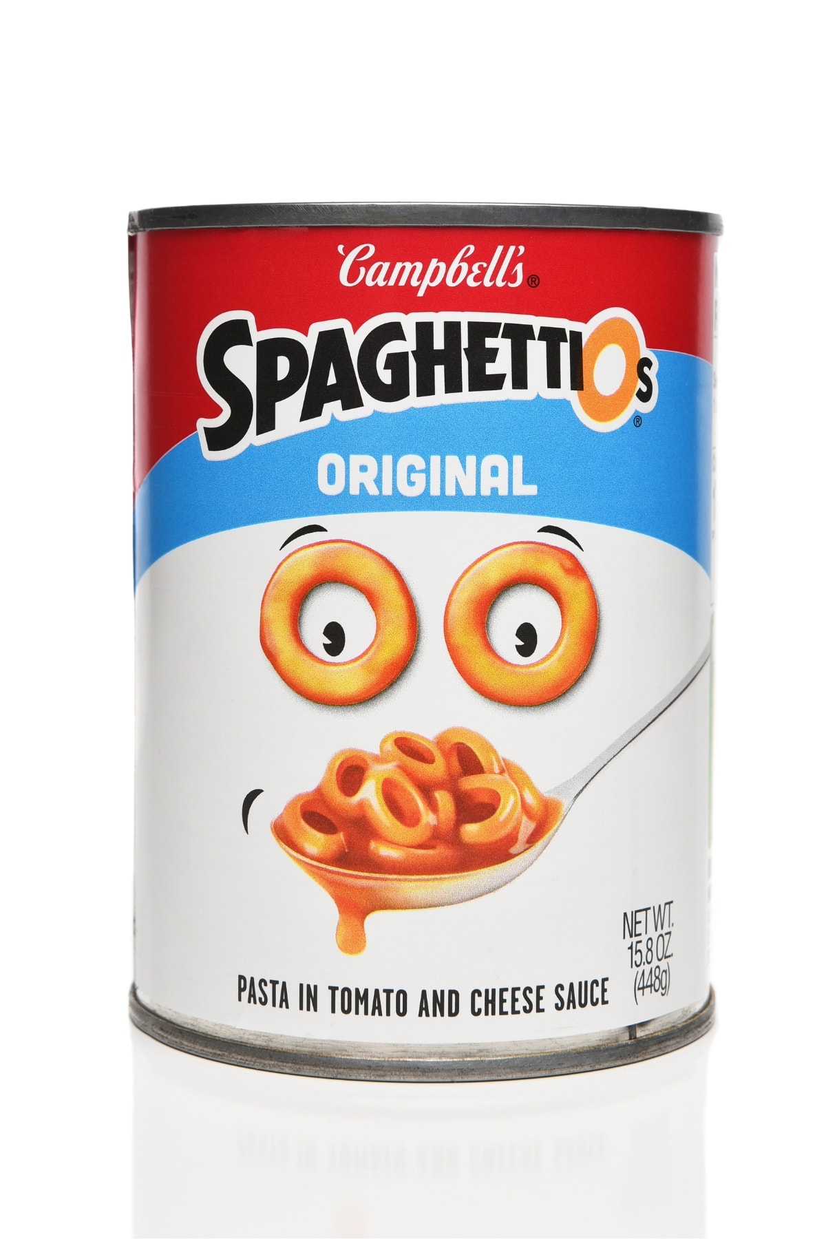 A Can of Spaghettios with Pasta in Tomato and Cheese Sauce