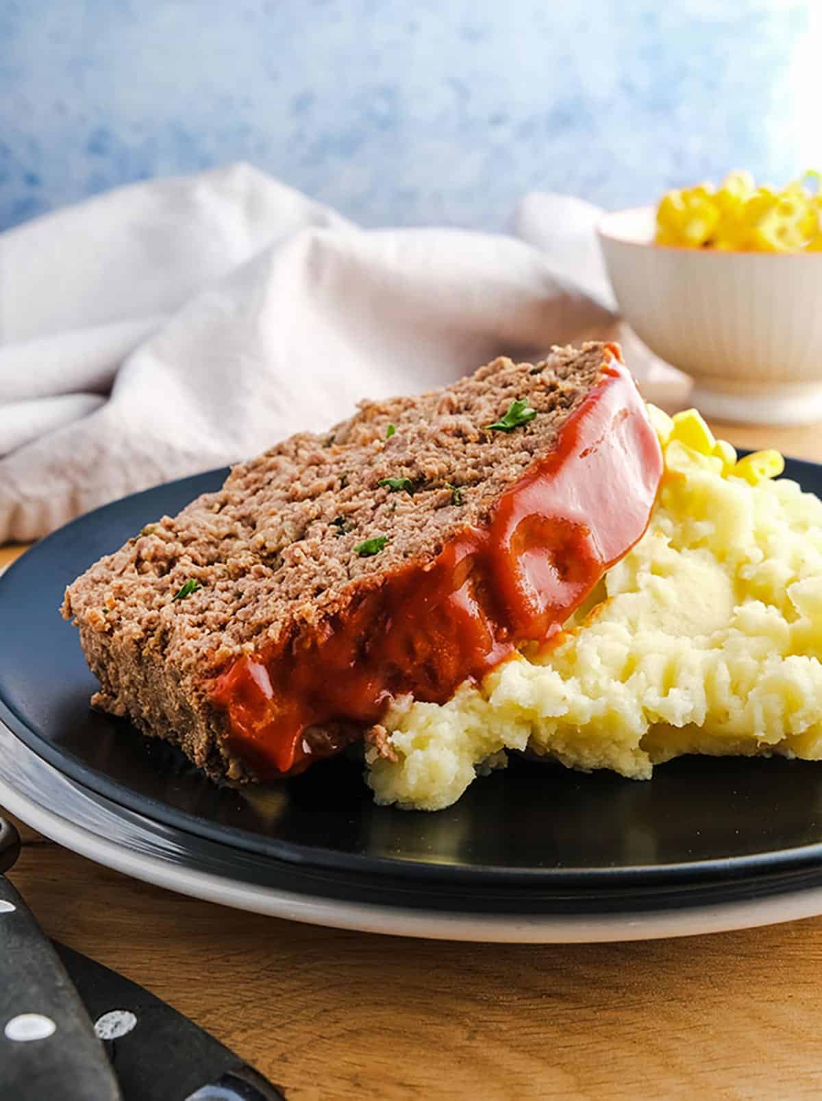 Homemade Delicious Meatloaf with Mashed Potatoes